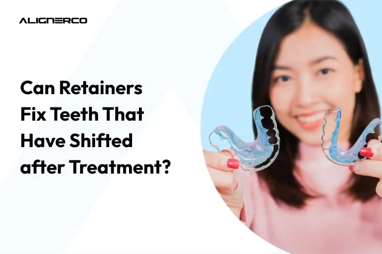 Eine Frau hält Hawley-Retainer in der Hand.