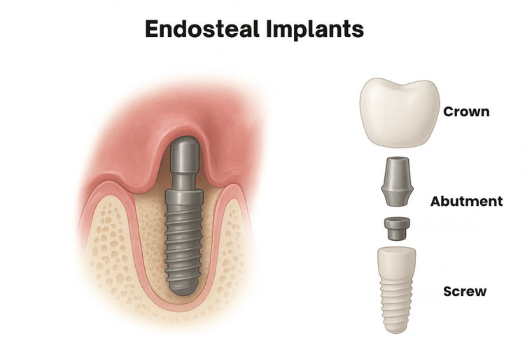 Eine Abbildung zeigt ein endostales Implantat
